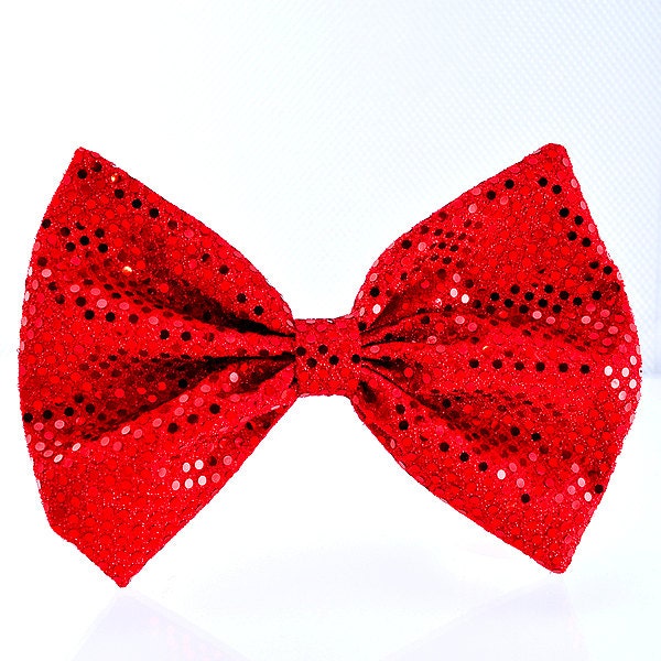 Sparkle Large Red Hair BOW.. Big cosplay or costume Hair Clip