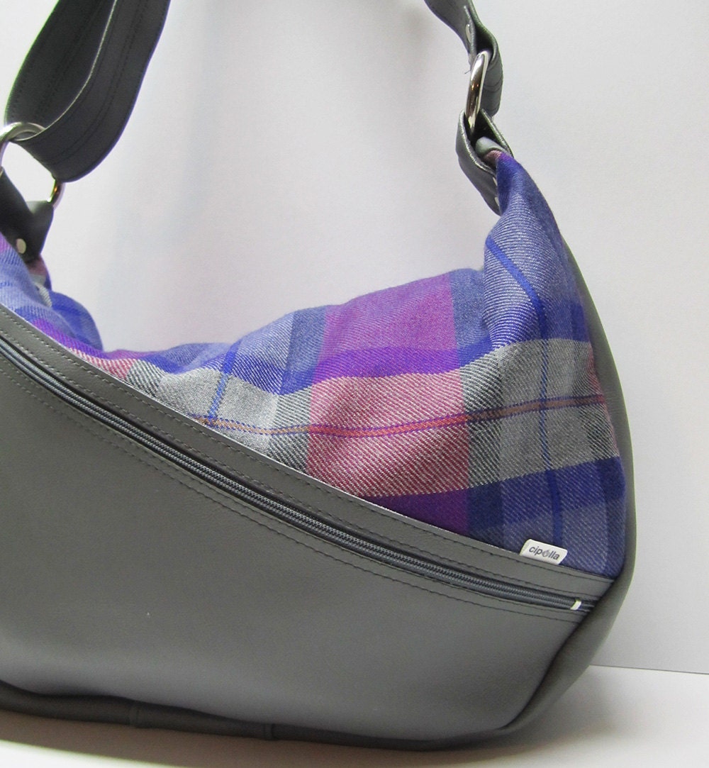 the Stella purse - purple plaid, ooak