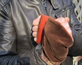 sale .. reversible wristwarmers .. chocolate plaid