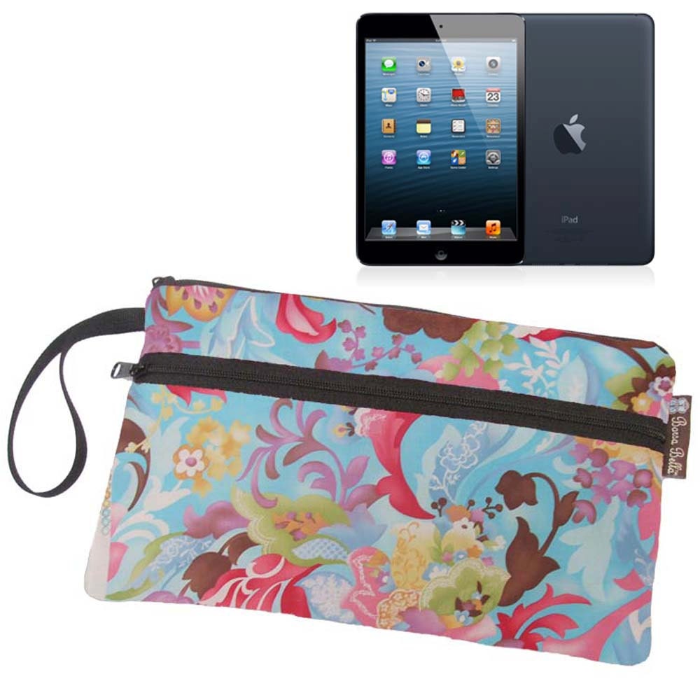 iPad Mini Case / iiPad Mini Cover / iPad Mini Sleeve / Wristlet Clutch Purse / iPad Mini Bag - Bella Blue  Fabric