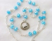 Mermaid Sky Blue Faceted Glass Y Style Necklace