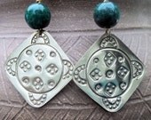 Hand-stamped Brass and Agate Earrings
