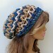 Pecan blue slouchy beanie BoHo Hippie Hat bohemian chunky crochet