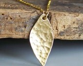 Etsy, Etsy Jewelry, Leaf Necklace, Hammered Baby Brass Leaf Necklace, Brass Leaf, Leaf Necklace, Metalwork Necklace