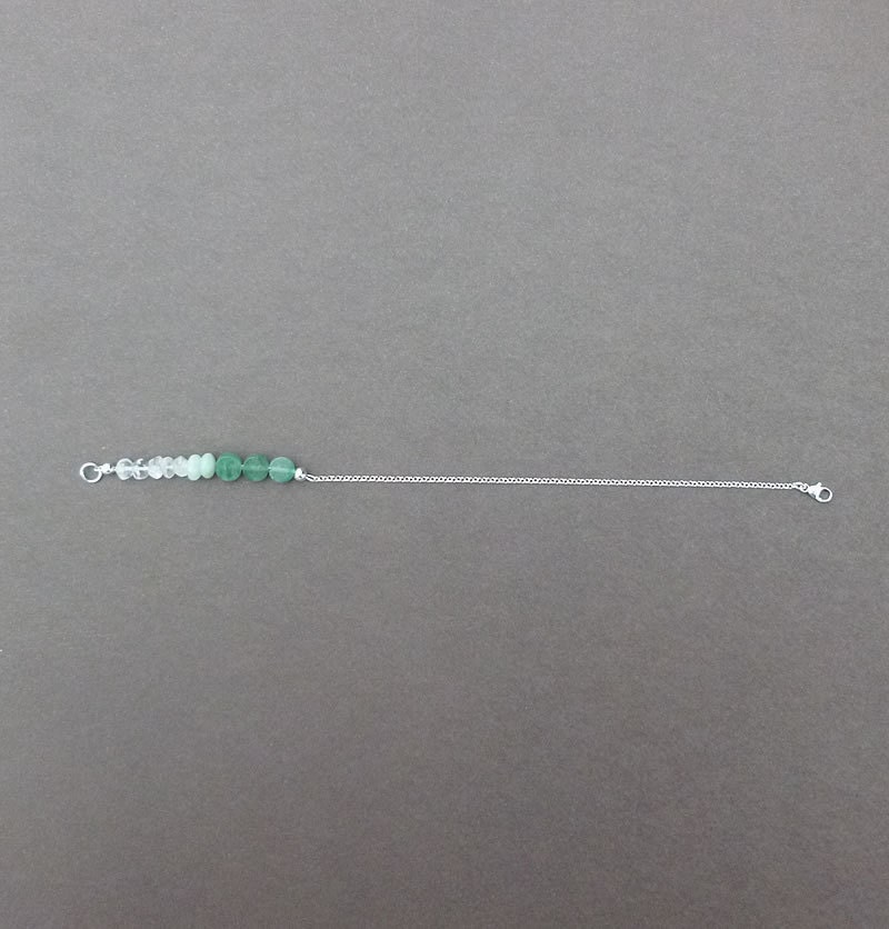 petite beaded bracelet in sterling silver crystal quartz, amazonite and green aventurine beads gift for her