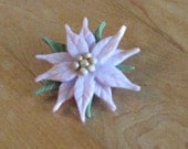 Pink Poinsettia Pin Polymer Clay