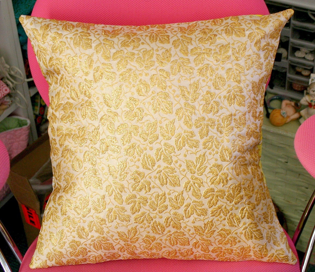 Vintage 60's Glam Gold Fabric Cover FREE Shipping
