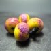 GlassBeadArt handmade Lampwork Enamel Beads ... Sugarcoated pink on yellow ... SRA F12 ... 8x12mm