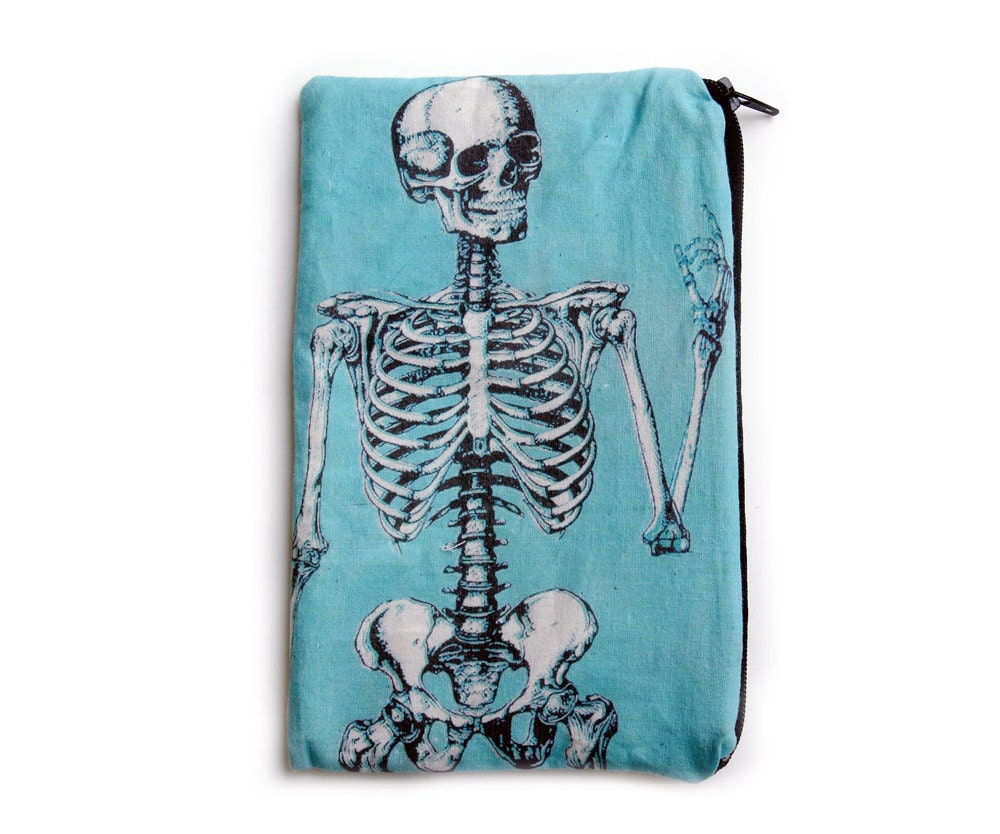 Blue Anatomical Skeleton Makeup Bag