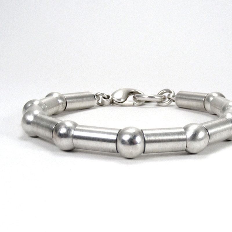 Sterling Silver Tube & Bead Link Bracelet - Articulate
