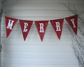 MERRY....Rustic Style Painted Burlap Banner