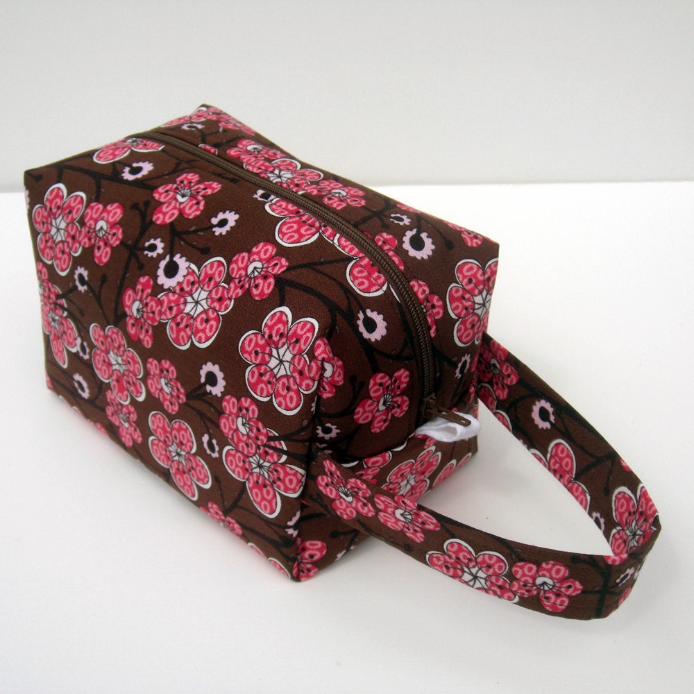 SPRING SALE - Cherry Blossoms Zipper Box Knitting Project Bag
