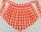Orange and White Check Apron - Orange Gingham - Unused