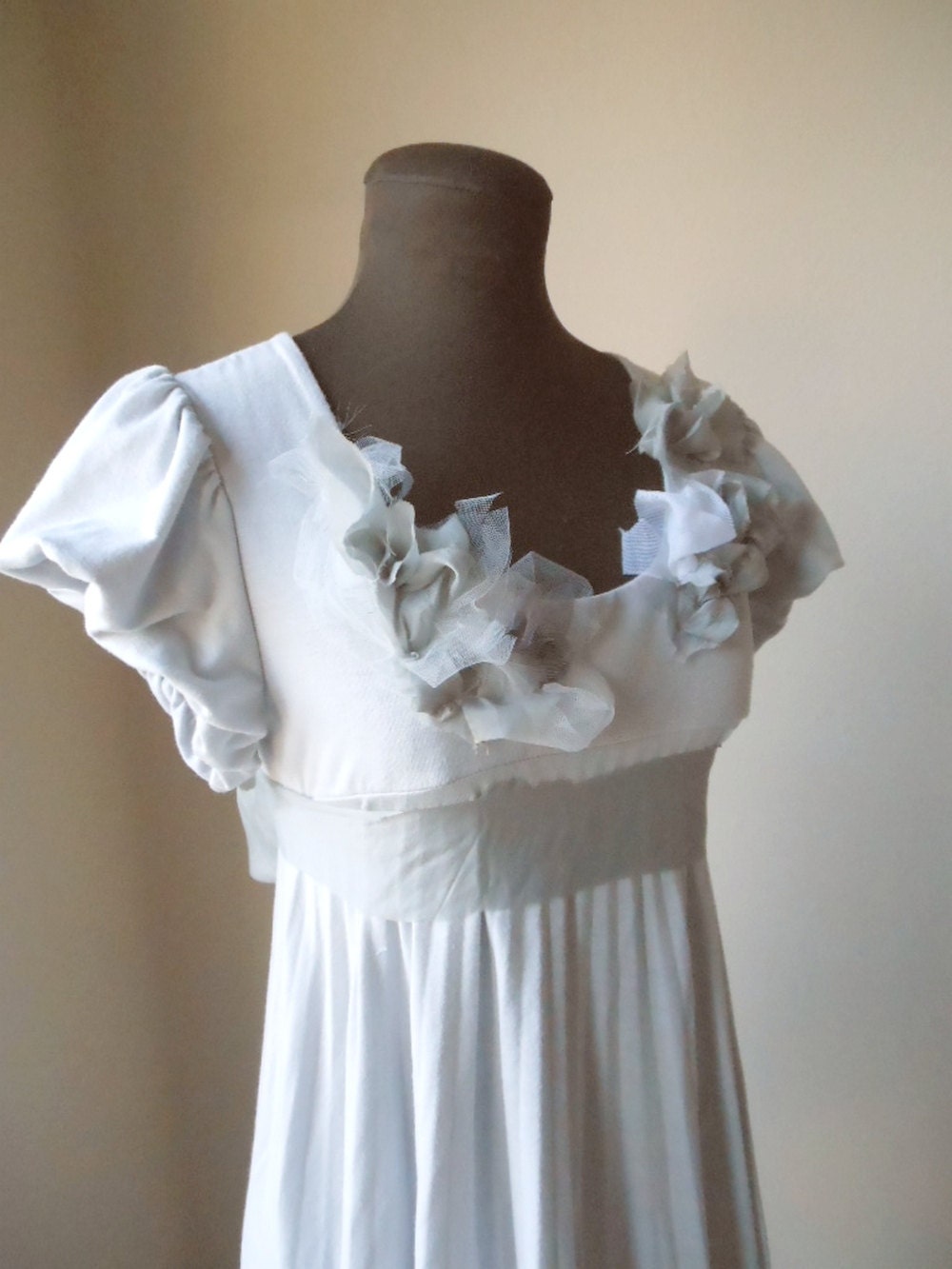 Boho Cloudy Jewel Wispy Alternative Wedding Dress Pale Gray Woodland Fairy Gown Bohemian Bespoke Bridal Frock Short Beach Misty Ethereal