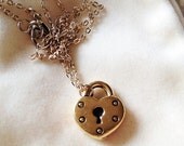 Audrey -- Noble Strength - Pewter Heart Charm, Gold Heart, Locket Charm, Everyday Jewelry, Great for Layering