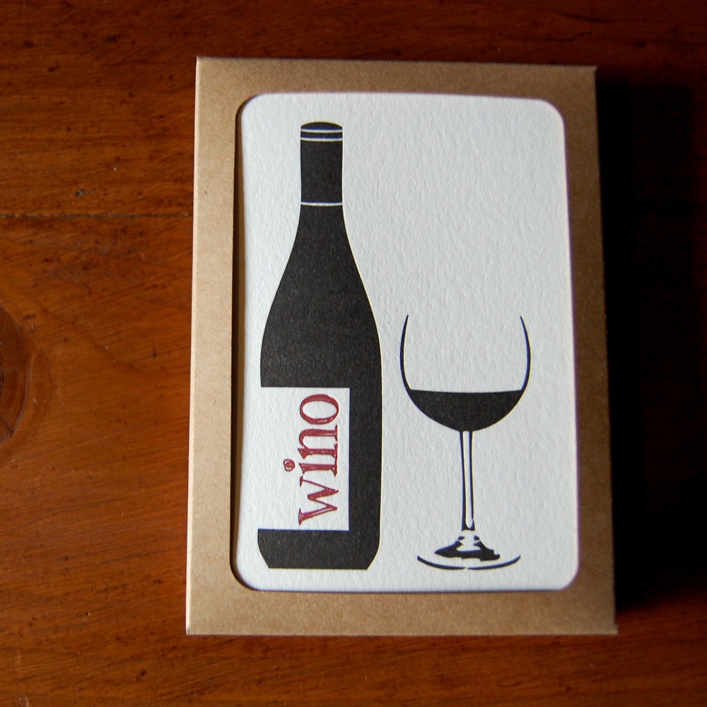 Wino, letterpress card (set)