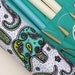 large knitting needle case - knitting needle organizer - elephants in teal, lime and purple- 36 pockets