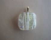 Dichroic Glass Pendant, Necklace, Yellow Pendant, Fused Glass Jewelry, Dichroic Pendant, Dichroic Glass Jewelry, White, Yellow