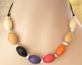 Tagua Earth Rainbow - Outrageous Olive Necklace - Adjustable