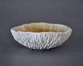 Amber Small Geode Textured Bowl - Serving White Porcelain Ceramic Beach Decor Salt and Pepper