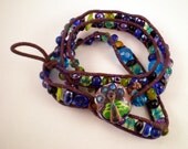 MonaRAEbeads Lampwork Glass Beads and Jewelry Wrap Bracelet or Choker Peacock
