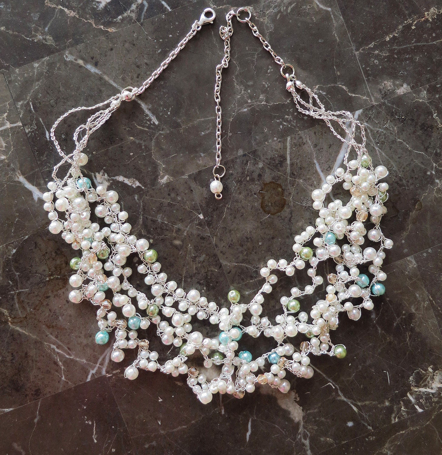 Wedding Pearl Necklace, Bridesmaids Pearl Jewelry, Chunky Pearl Necklace, Blue Pearl, Wedding Jewelry, Pearl Necklaces for Brides
