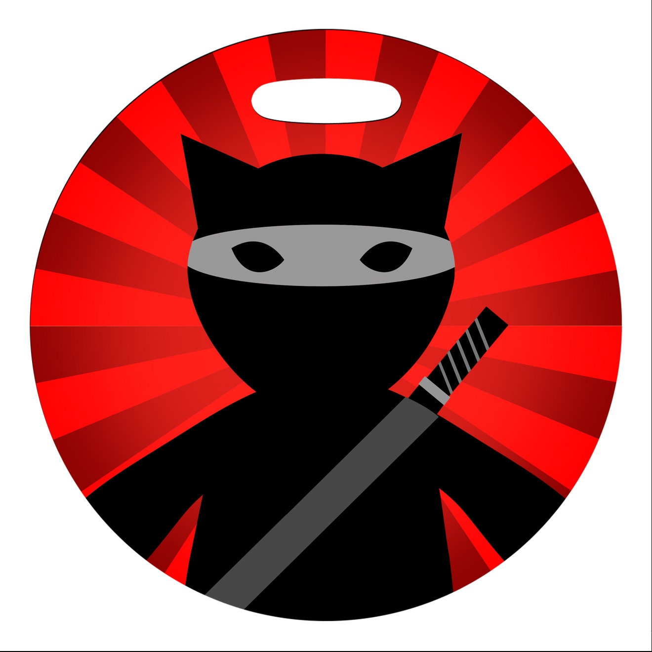 Luggage Tag - Ninja Cat - 4 Inch Round Plastic Bag Tag