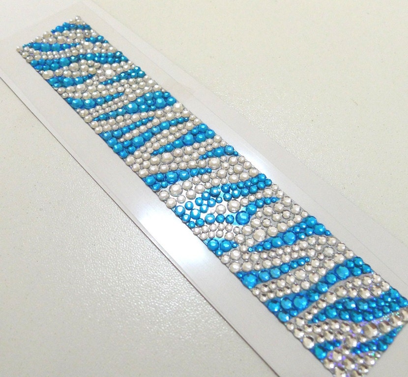 Kawaii Sparkling Rhinestone Sticker (Medium sheet) - Blue Tide (Blue and Silver/Clear)