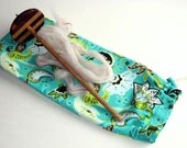Long Spindle Bag, Padded Drawstring Bag - Floral and paisley