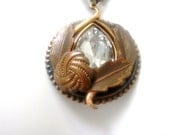 Vintage Copper And Rhinestone Necklace Pendant