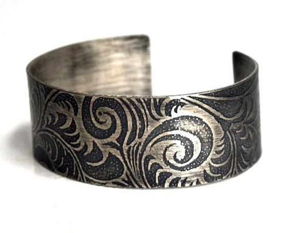 Floral Swirl Cuff Bracelet Sterling Silver