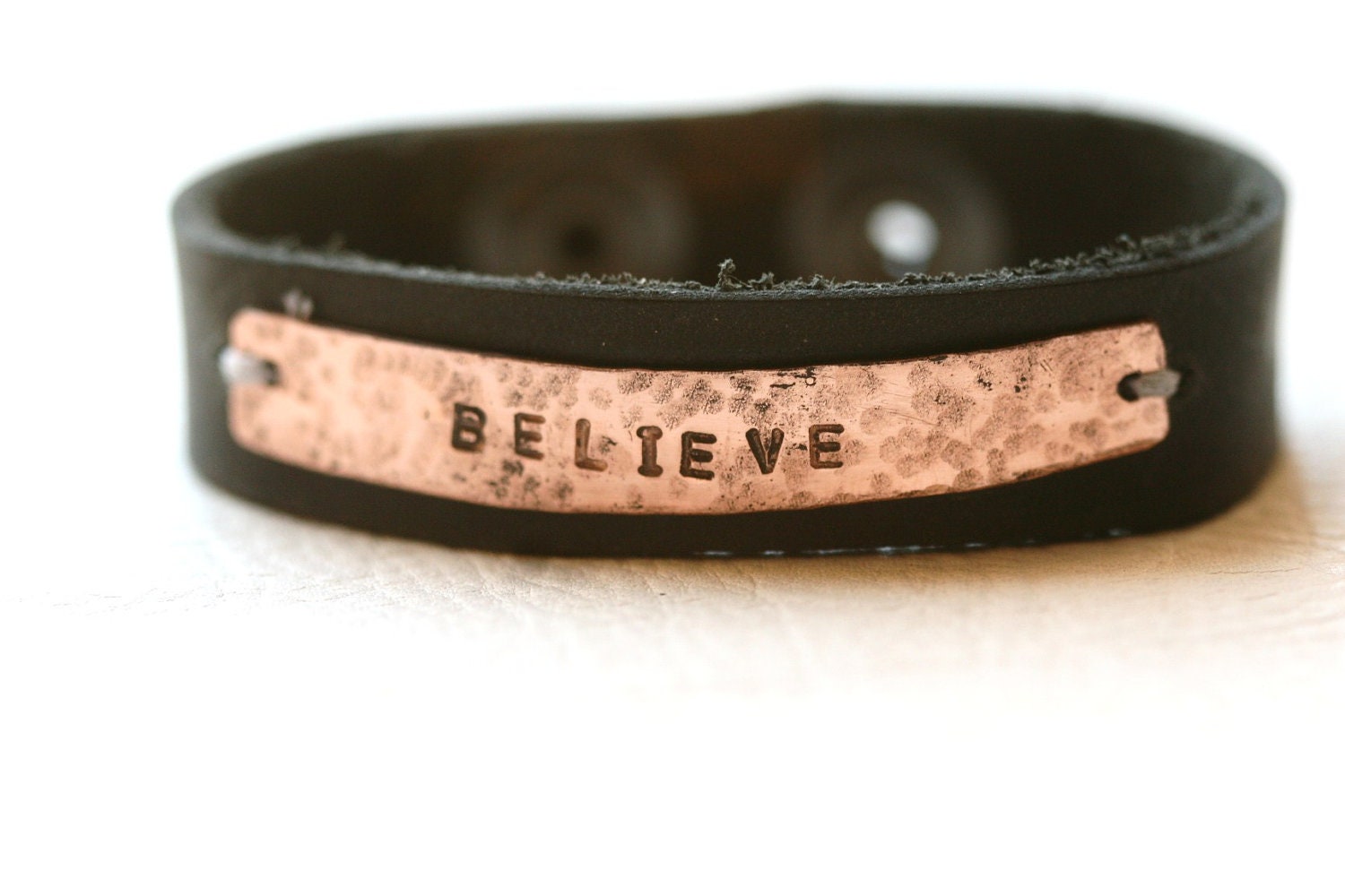 Believe Handstamped Bracelet...Copper...Encouragement...Modern...Free Shipping