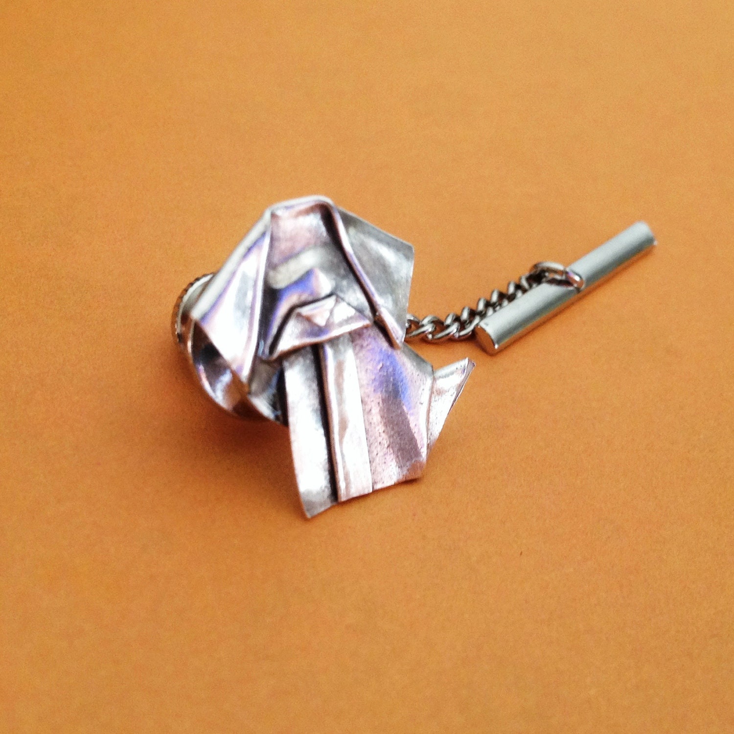 Silver Origami Dog Tie Tack