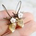 Autumn Flights - delicate romantic earrings with mixed metals - birds, leaves and flowers