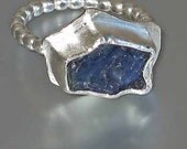 M-ixes OOAK Ring - MiniM Series -Silver and Rough Blue Iolite -