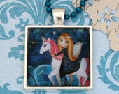 Kids Jewelry -Unicorn and Fairy Necklace- Art Pendant Handmade Wearable Art Jewelry