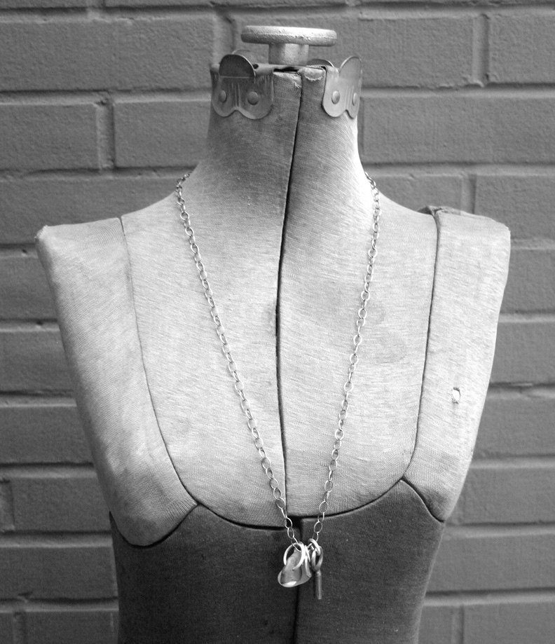 Seaglass Beach Stone Charm Necklace Vintage Token and Key - Kitchen Sink