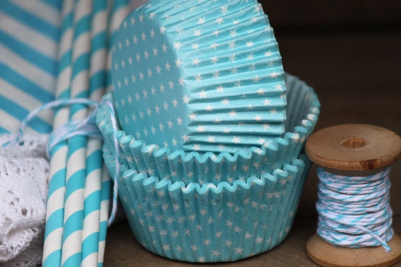 Ocean Blue Mini Stars Paper Cupcake Liners Set of 25 Baking Cups Il_570xn