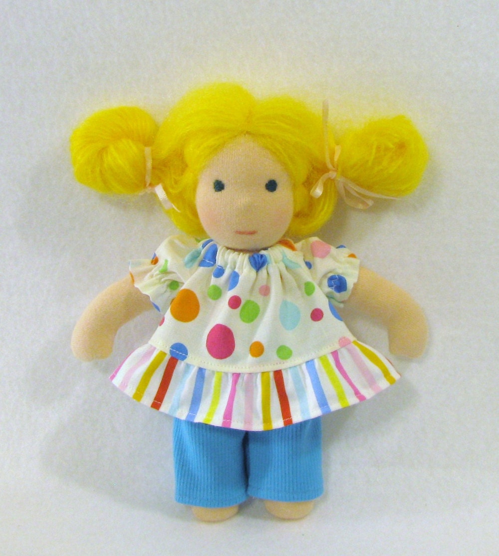 Adorable multicolor dots and stripes set for 8 inch waldorf doll