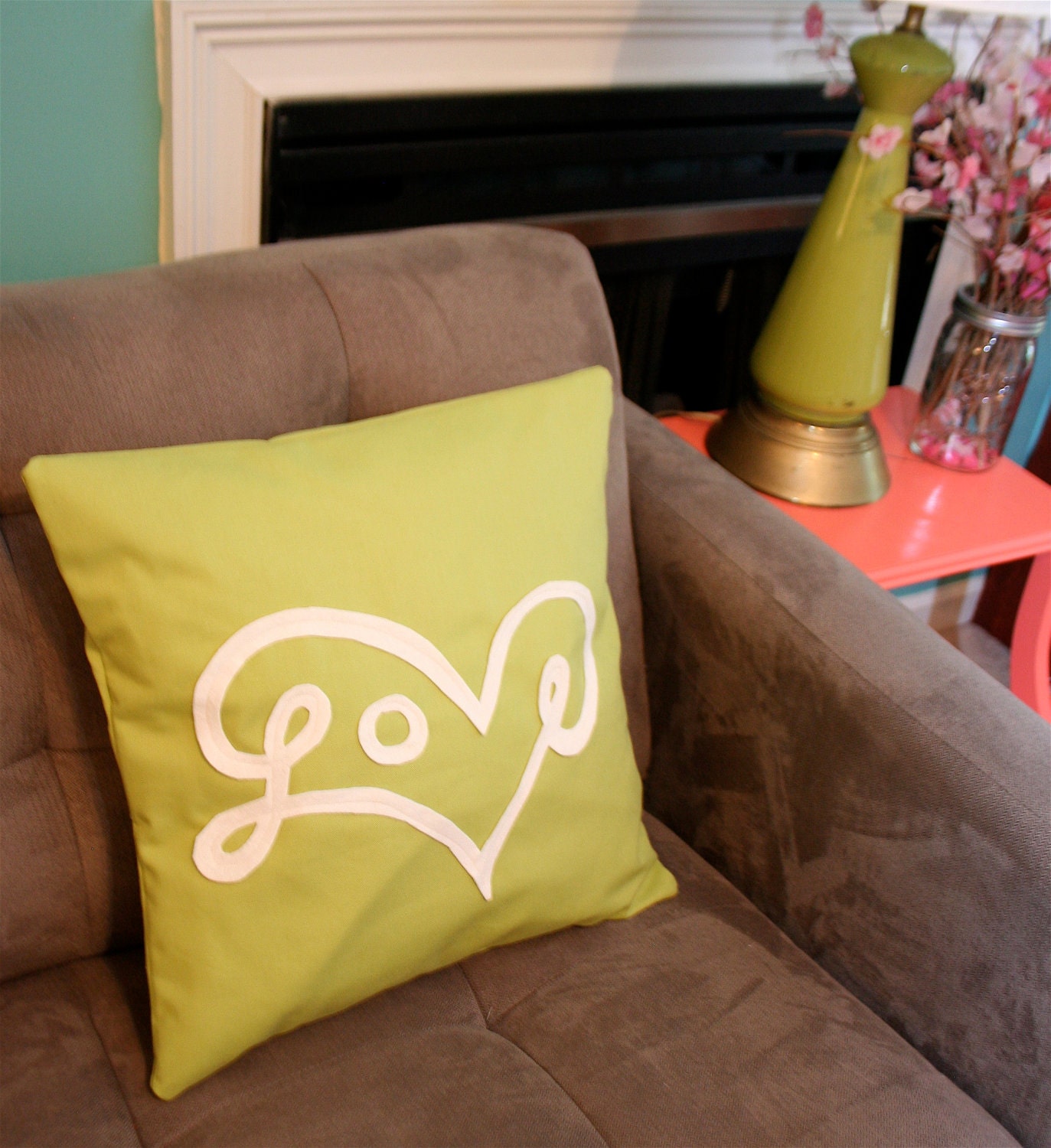 Love Pillow Cover in Celery