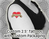 50 Wedding Temporary Tattoos - Custom Party Favor Packaging - 2.5 Inch