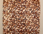 Adult Rib Bib/Clothing Protector for Men/Crumb Catcher/Masculine Bib, Long Length: Brown and Tan Circles on Cream/Sandy Print- Ready to Ship