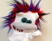 Uncle Carbuncle- A Sock Zombie Puppet with Green Eyes and Crazy Red Hair
