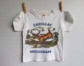 Vintage 1950s souvenir shirt from Cadillac, Michigan