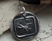 Eagle Wax Seal Charm Necklace - "No Fear" Wax Seal Jewelry - Eagle soaring towards the sun Fearless - Italian wax seal jewelry