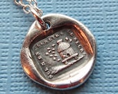 Beehive Wax Seal Necklace - No One Penetrates My Secrets - Honey Bee Hive antique French motto wax seal jewelry