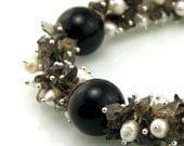 Cluster Beaded Bracelet Black and White