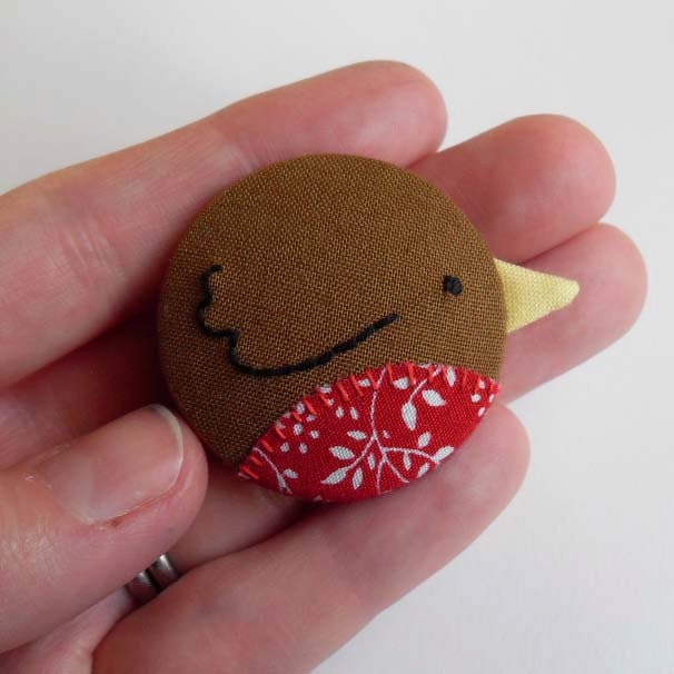 Robin Badge Pin - OOAK