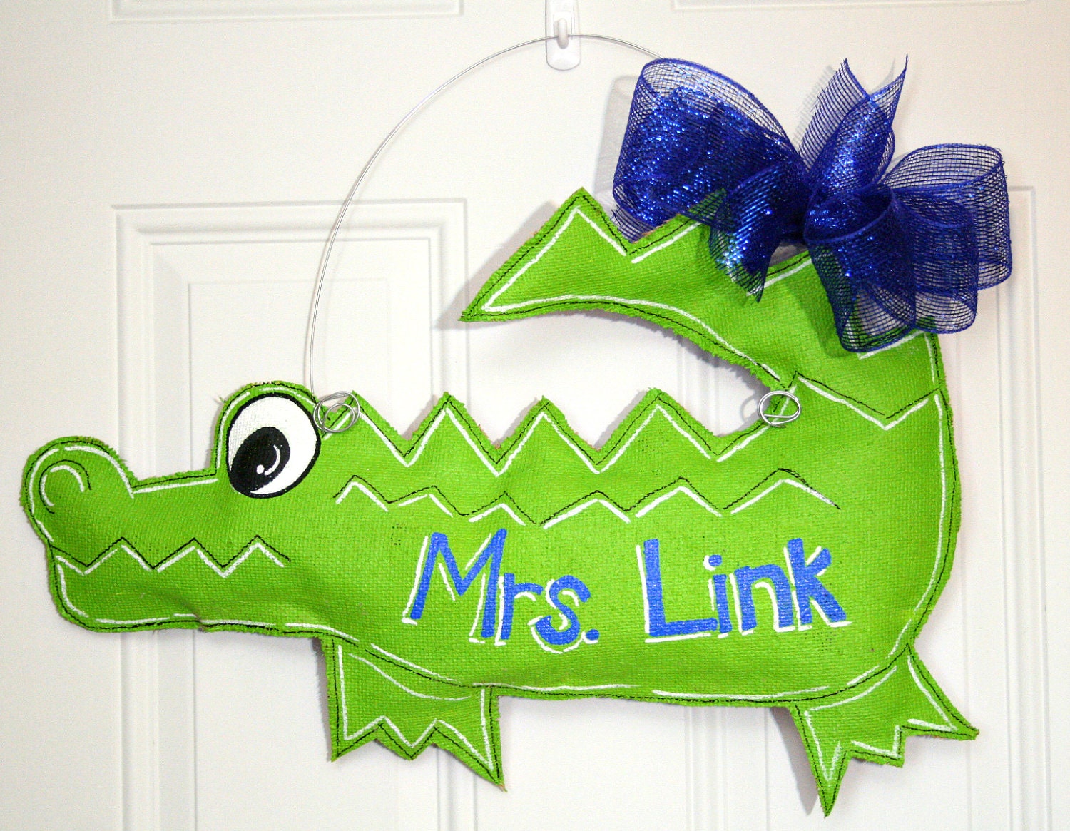 Alligator Gators Burlap Door Hanger High School Spirit Decoration College Dorm Room Cheerleader