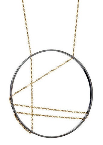 Inner Circle Necklace 111 in Oxidized Silver and Gold